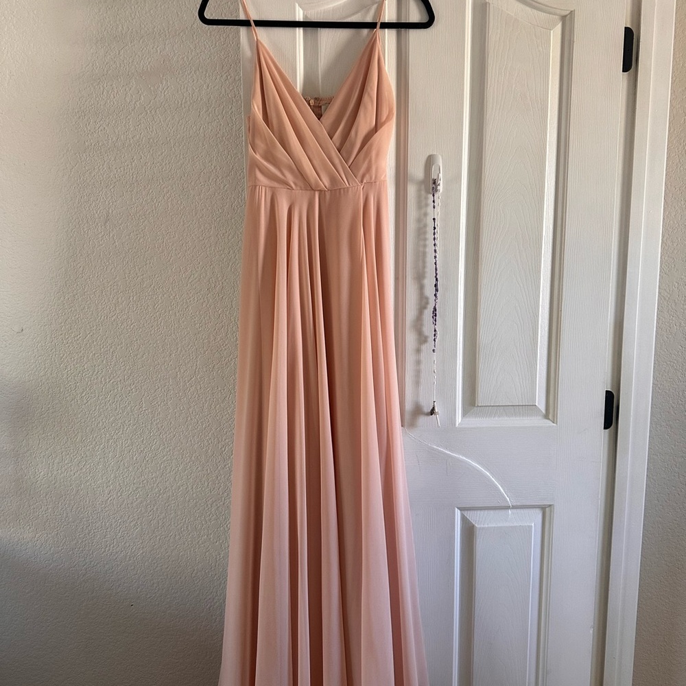 BHLDN Blush Spaghetti-Strap V-Neck Maxi Dress